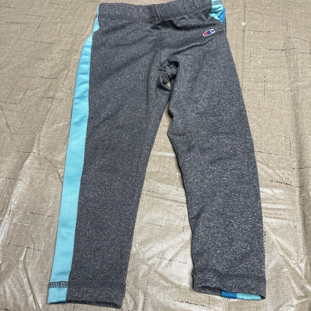 Champion Girls Gray Turquoise Logo Leggings Size 3T
